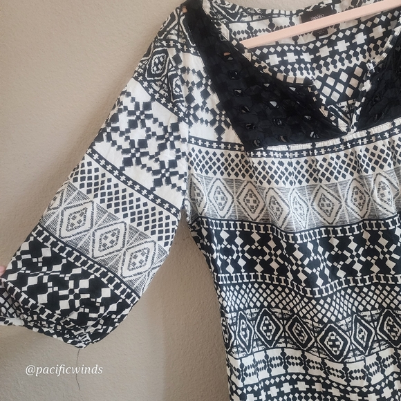 2/$25 MOSSIMO 3/4 SLEEVE BLACK & WHITE PATTERNED BLOUSE 100% COTTON XXXL - Picture 5 of 11